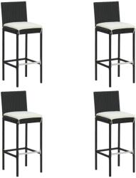 vidaXL 4 db fekete polyrattan kerti bárszék párnával (316670)