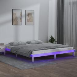 vidaXL fehér tömör fa ágykeret LED-világítással 140x190 cm (820652)