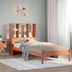 vidaXL barna tömör fenyőfa könyvespolcos ágy matrac nélkül 90 x 190 cm (3321598) - vidaxl