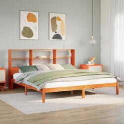 vidaXL barna tömör fenyőfa könyvespolcos ágy matrac nélkül 180 x 200cm (3321608)