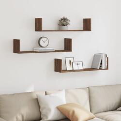 vidaXL 3 db barna tölgy színű szerelt fa fali polc 80 x 18 x 18 cm (853296)