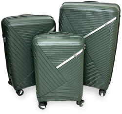 Zellia sötétzöld 3 db-os, keményfalú bőrönd szett 55-65-75 cm (Z-209-DARK-GREEN-SET)