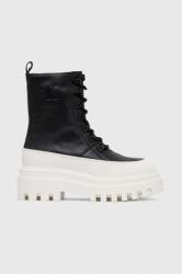 Calvin Klein Jeans bőr bakancs FLATFORM LACE UP BOOT LTH fekete, női, platformos, YW0YW01110 - fekete Női 39