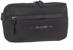 WE POWER Három külső és 4 belső zsebes szögletes fekete övtáska We Power (2111 fekete)