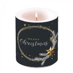 Ambiente Karácsonyi Átvilágítós Gyertya - Wishing Ring Black - 10x10cm