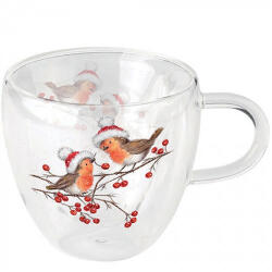 PPD Christmas robins white duplafalú borosilicate üvegcsésze 0, 25L (34418865)