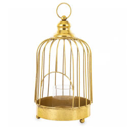 ART-POL Aranysárga rusztikus fémhálós lantern lámpás mécsestartó üveg búrával37, 5x18, 5x18, 5cm (164763)