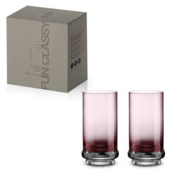 Pozzi Milano Long Drink pohár színes üvegből, 370ml, 2 db-os szett, Purple - perfectodekor