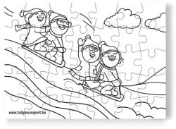 Tulipán Csoport 35 db - os puzzle: Szánkózzunk! - Kiszínezhető kirakó