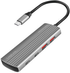 LogiLink Ultravékony USB 3.2 Gen2 hub, 2x USB-A, 2x USB-C, PD, 100 W, asztroszürke (UA0413) (UA0413) - dstore