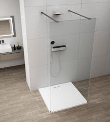 POLYSAN ESCA szabadon álló Walk-in zuhanyfal átlátszó üveggel 1000x2100 mm, matt fekete ES1010-06 (ES1010-06)