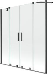 Mexen Velar Duo, 2 szárnyas eltolható kádparaván 140 x 150 cm, 8mm átlátszó üveg, grafit matt profil, 896-140-000-02-66 (896-140-000-02-66)
