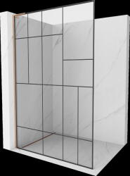 Mexen Kioto L, Walk-In zuhany paraván 90 x 200 cm, 8 mm átlátszó üveg fekete mintás, réz matt profil, 800-090-103-65-78 (800-090-103-65-78)