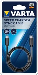 VARTA USB-C Apa - USB-C Apa Adat- és Töltőkábel - 1 m, Fekete