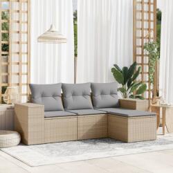 vidaXL 4 részes bézs polyrattan kerti ülőgarnitúra párnákkal (3254806)
