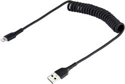 StarTech Spirál USB-A Apa - Lightning Apa 2.0 Adat és Töltő Kábel - 0.5 m, Fekete
