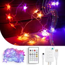 Garden of Eden Smart fényfüzér, csillag forma, zene mód, USB tápellátás, 25 RGB LED, 5 m, Bluetooth, 58385
