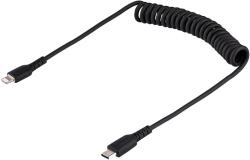 StarTech Spirál USB-C Apa - Lightning Apa 2.0 Adat és Töltő Kábel - 1 m, Fekete