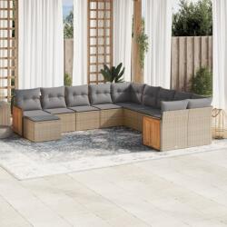 vidaXL 11 részes bézs polyrattan kerti ülőgarnitúra párnákkal (3260652)