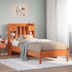 vidaXL barna tömör fenyőfa könyvespolcos ágy matrac nélkül 90 x 190 cm (3322932)