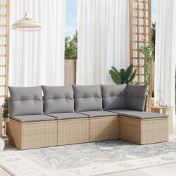 vidaXL 5 részes bézs polyrattan kerti ülőgarnitúra párnákkal (3249358)