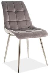 Scaun dining Chic, catifea gri, picioare cromate (5300000016021)