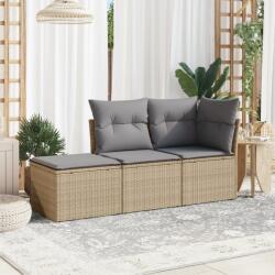 vidaXL 3 részes bézs polyrattan kerti ülőgarnitúra párnákkal (3249308)