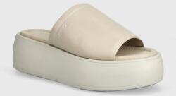 Calvin Klein bőr papucs FLATFORM SLIDE LTH bézs, női, platformos, HW0HW01943 - bézs Női 40