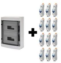 GEWISS 1db GW40104BS DC1000V kiselo. FK átl. ajtó 2x12M PEN sínnel IP65+12db GW92007 1P 16A C 6kA kism. - AP01833 (AP01833)