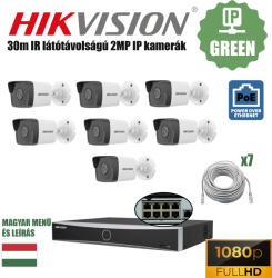  HIKVISION 7 Kamerás 2MP IP kamerarendszer POE rögzítővel szereld magad csomagban