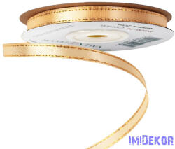  Szatén szalag arany szegéllyel 6mm x 20m - Krém - imidekor