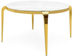 King Home Maison 130 Kerek Étkezőasztal Márvány Fehér-Arany Luxus (KHM-KH1501100227) - prodis