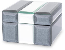 Art-Pol Vetrario design szürke-víztiszta szögletes körbe tükrös borítású ékszeres doboz 8x12, 5x12, 5cm (144818)