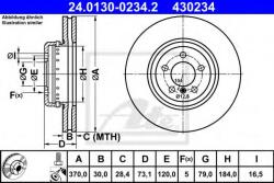 ATE Disc frana BMW Seria 3 Touring (F31) (2011 - 2016) ATE 24.0130-0234.2