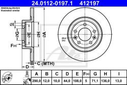 ATE Disc frana PEUGEOT 508 SW (2010 - 2016) ATE 24.0112-0197.1