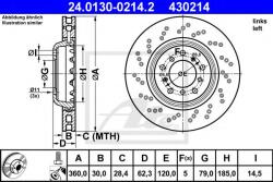 ATE Disc frana BMW Seria 1 Cupe (E82) (2007 - 2013) ATE 24.0130-0214.2