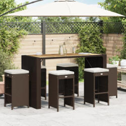 vidaXL 6 db barna polyrattan kerti bárszék párnával (368691) - balena