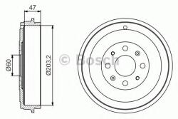 Bosch Tambur frana FIAT GRANDE PUNTO (199) (2005 - 2016) BOSCH 0 986 477 207