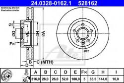 ATE Disc frana VOLVO V60 (2010 - 2016) ATE 24.0328-0162.1