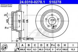 ATE Disc frana MERCEDES CLS (C218) (2011 - 2016) ATE 24.0310-0278.1