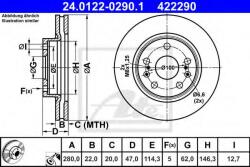 ATE Disc frana SUZUKI SX4 S-Cross (2013 - 2016) ATE 24.0122-0290.1