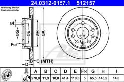 ATE Disc frana OPEL VECTRA C Combi (2003 - 2016) ATE 24.0312-0157.1