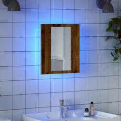 vidaXL antik fa színű szerelt fa tükrös szekrény LED-del 40x12x45 cm (856279) - balena