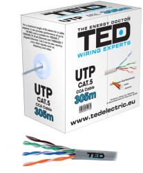 TED Cablu UTP Cat. 5 CCA aluminiu cuprat TED 3CORE005878 BBB, 4x2x0.5, izolat, rola 305 m (3CORE005878 BBB)