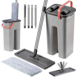 Pepita mop profesional plat cu rezervor dublu + 2 perne microfibra cadou - gri (LV-F02)