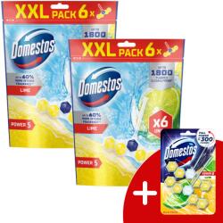 Domestos Power5 WC frissítő blokk Lime (12x50g) + Ajándék Domestos Duo WC blokk