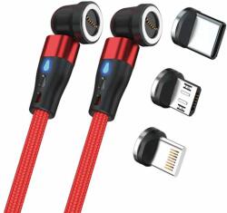 RealPower 439649 USB-C/Lightning/USB-B Apa - USB-C/Lightning/USB-B Apa 2.0 Adat és Töltő Kábel - 1 m, Piros (439649)