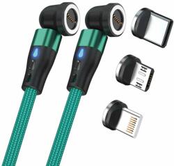 RealPower 439650 USB-C/Lightning/USB-B Apa - USB-C/Lightning/USB-B Apa 2.0 Adat és Töltő Kábel - 1 m, Zöld (439650)