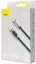 Baseus Display Fast Charging USB-C Apa - USB-C Apa 2.0 Adat és Töltőkábel - 1 m, Zöld