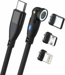 RealPower 439615 USB-C Apa - USB-C/Lightning/USB-B Apa 2.0 Adat és Töltő Kábel - 1 m, Fekete (439615)